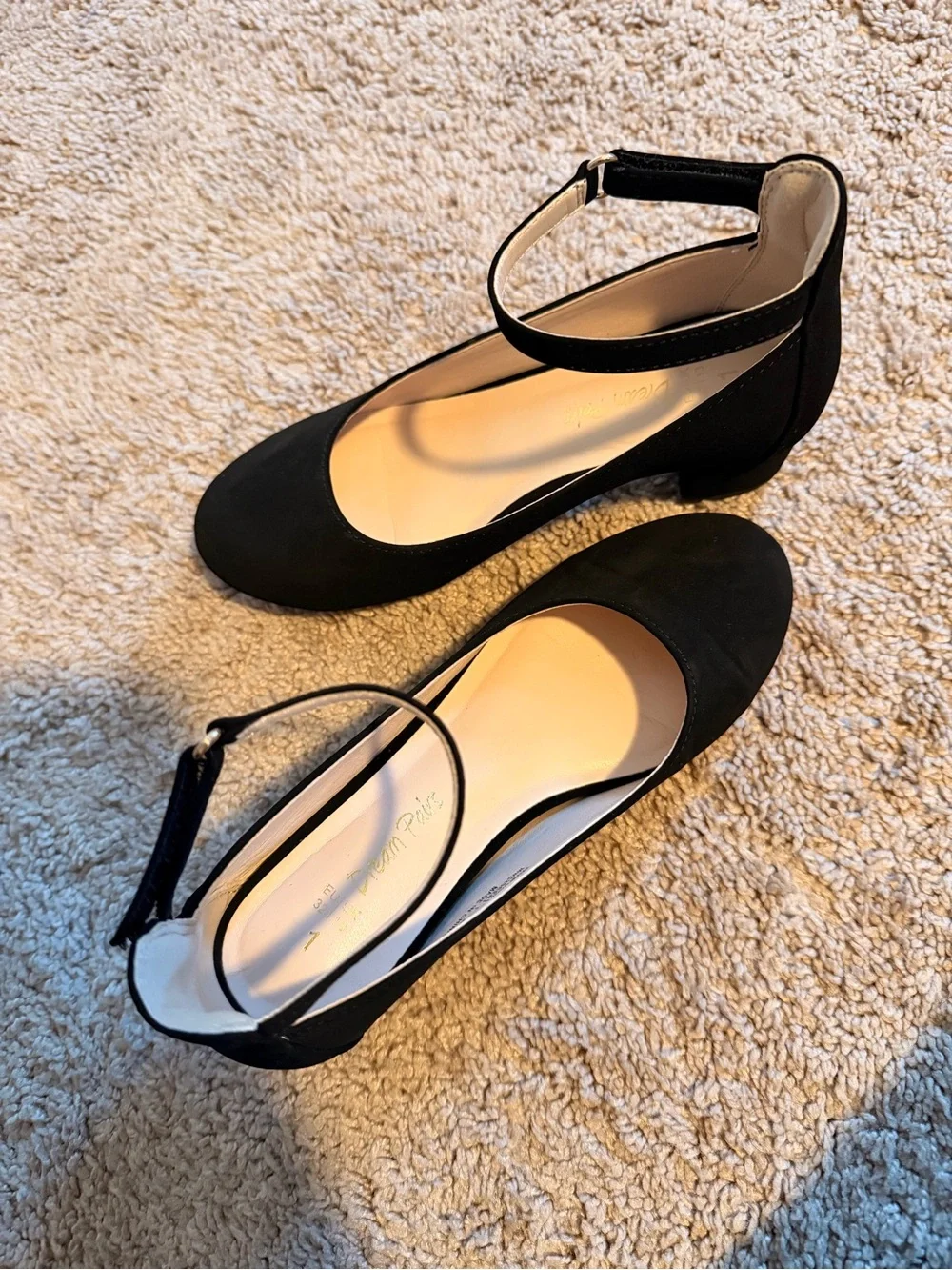 Black Ankle-Strap Girl's Pumps